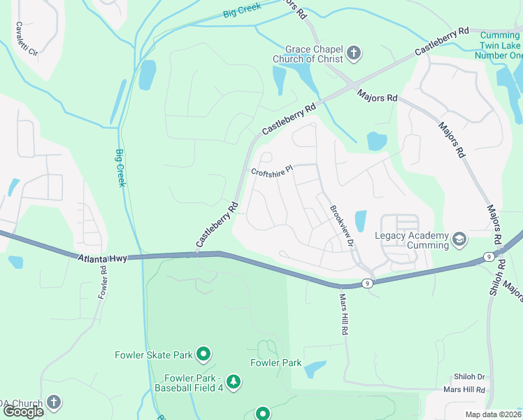 map of restaurants, bars, coffee shops, grocery stores, and more near 4510 Alister Park Drive in Cumming