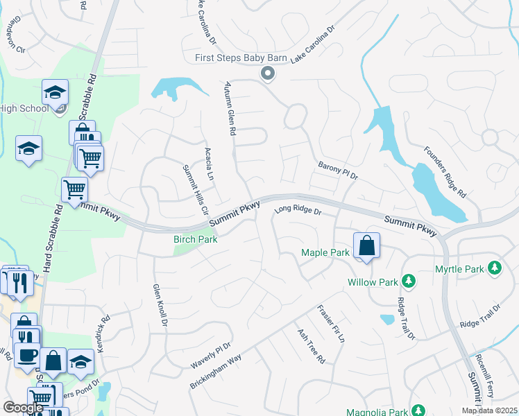 map of restaurants, bars, coffee shops, grocery stores, and more near 1001 May Oak Circle in Columbia
