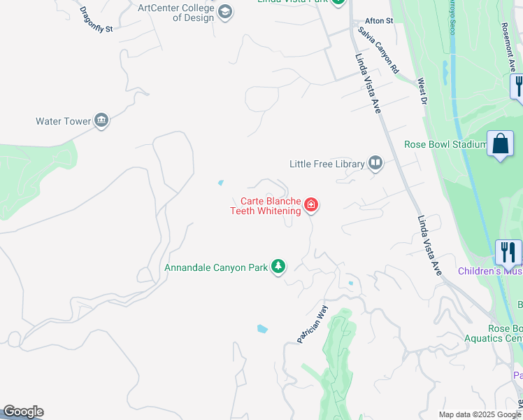 map of restaurants, bars, coffee shops, grocery stores, and more near 1562 Glen Oaks Boulevard in Pasadena