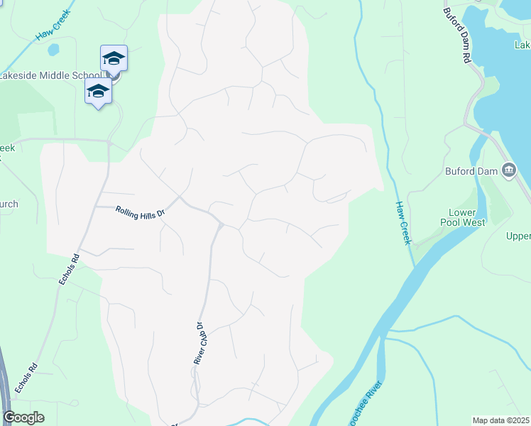 map of restaurants, bars, coffee shops, grocery stores, and more near 4525 East Point Drive in Cumming