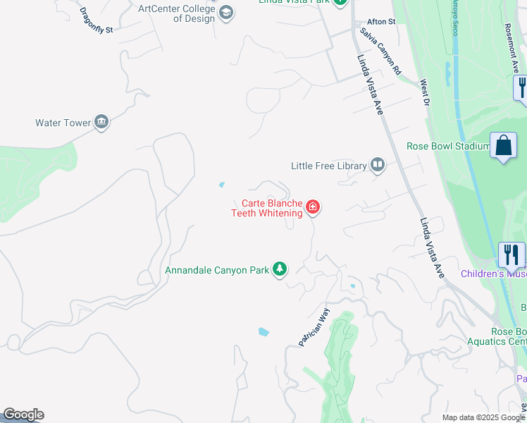 map of restaurants, bars, coffee shops, grocery stores, and more near 1562 Glen Oaks Boulevard in Pasadena
