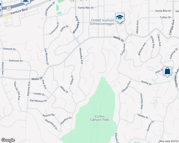 map of restaurants, bars, coffee shops, grocery stores, and more near 4801 Nomad Drive in Los Angeles