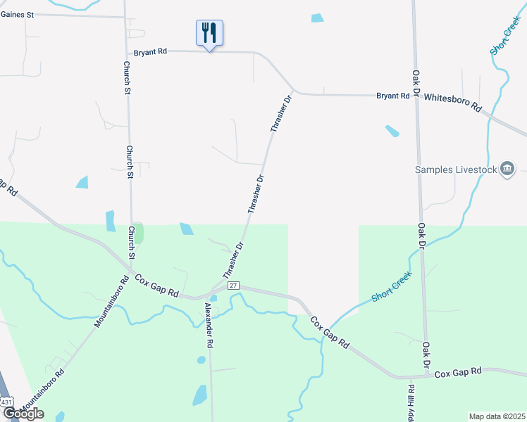 map of restaurants, bars, coffee shops, grocery stores, and more near in Sardis City