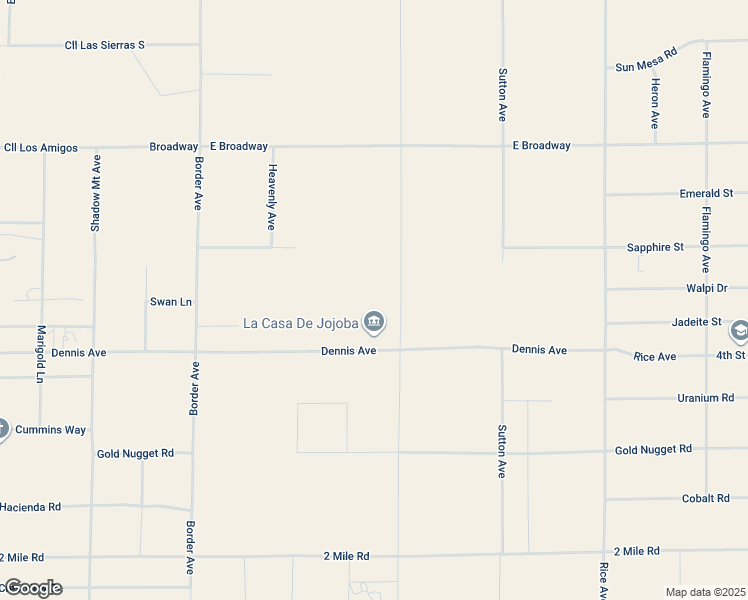 map of restaurants, bars, coffee shops, grocery stores, and more near 62850 Dennis Avenue in Joshua Tree