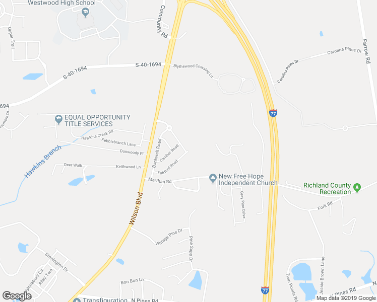 map of restaurants, bars, coffee shops, grocery stores, and more near 444 Fairford Road in Blythewood