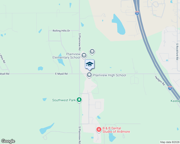 map of restaurants, bars, coffee shops, grocery stores, and more near 1140 South Plainview Road in Ardmore