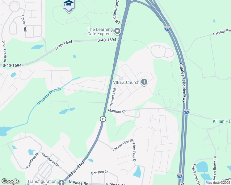 map of restaurants, bars, coffee shops, grocery stores, and more near 2095 Bankwell Road in Blythewood