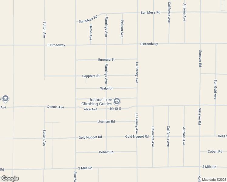 map of restaurants, bars, coffee shops, grocery stores, and more near 63541 Walpi Drive in Joshua Tree