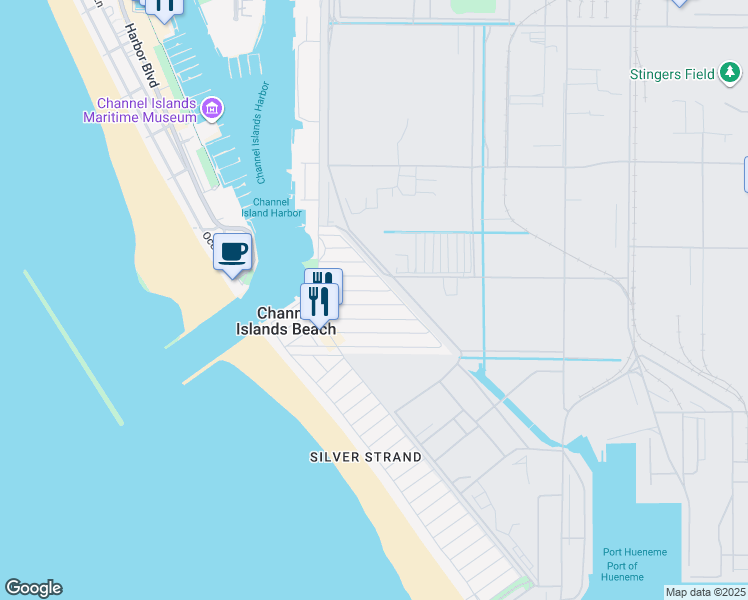 map of restaurants, bars, coffee shops, grocery stores, and more near 332 Hollywood Boulevard in Oxnard