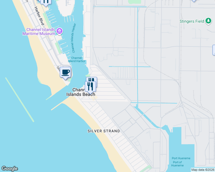 map of restaurants, bars, coffee shops, grocery stores, and more near 333 Melrose Drive in Oxnard