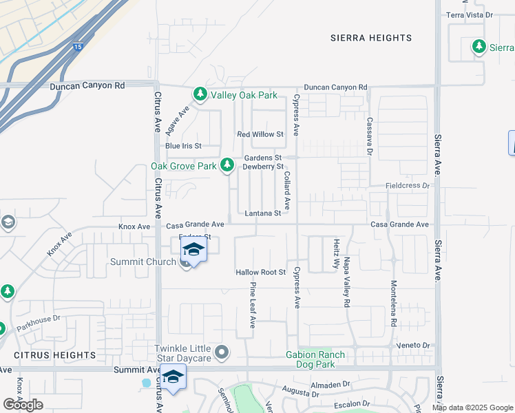map of restaurants, bars, coffee shops, grocery stores, and more near 5156 Wintercress Avenue in Fontana