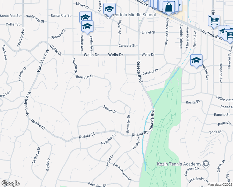 map of restaurants, bars, coffee shops, grocery stores, and more near 4941 Amigo Avenue in Los Angeles