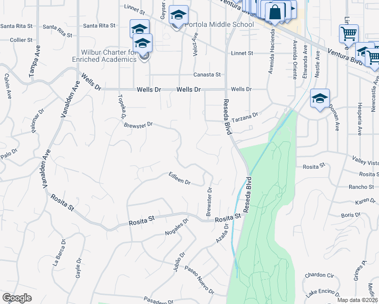 map of restaurants, bars, coffee shops, grocery stores, and more near 4941 Amigo Avenue in Los Angeles