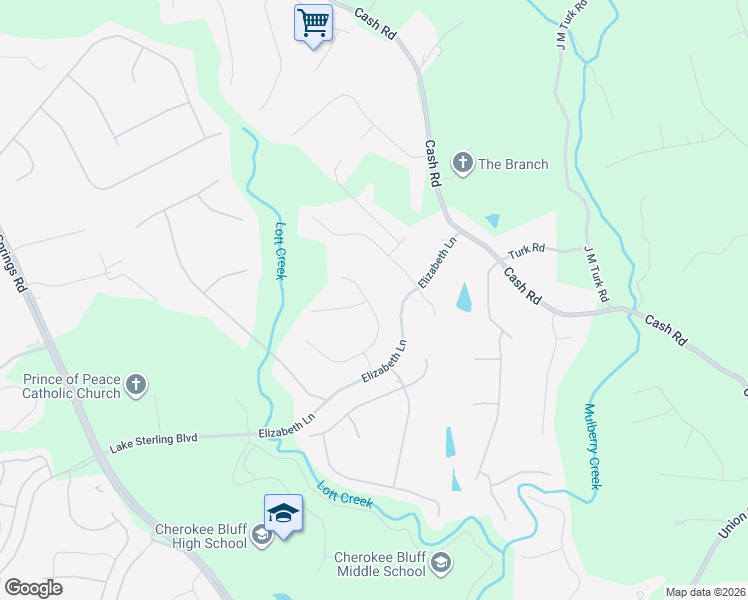 map of restaurants, bars, coffee shops, grocery stores, and more near 5429 Riverchase Drive in Flowery Branch