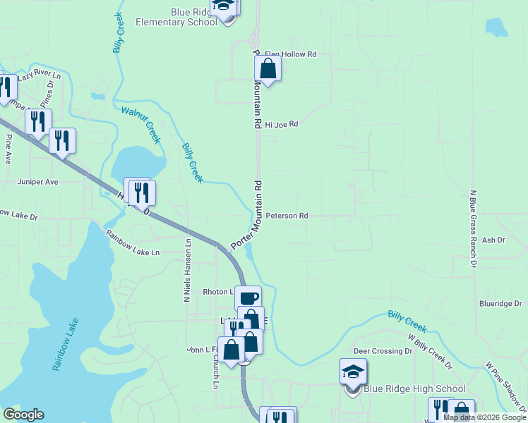 map of restaurants, bars, coffee shops, grocery stores, and more near 1587 Andelyn Lane in Navajo County