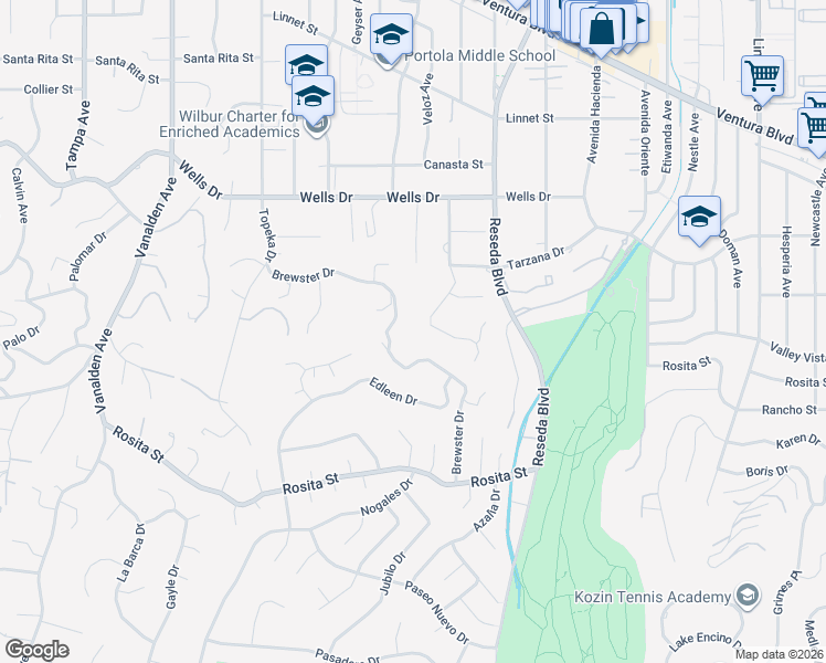 map of restaurants, bars, coffee shops, grocery stores, and more near 4923 Amigo Avenue in Los Angeles