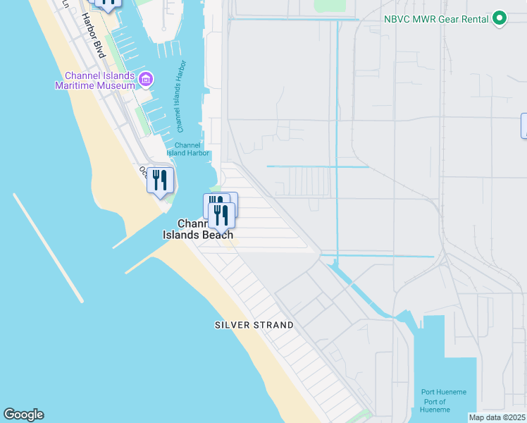 map of restaurants, bars, coffee shops, grocery stores, and more near 348 Santa Monica Drive in Oxnard