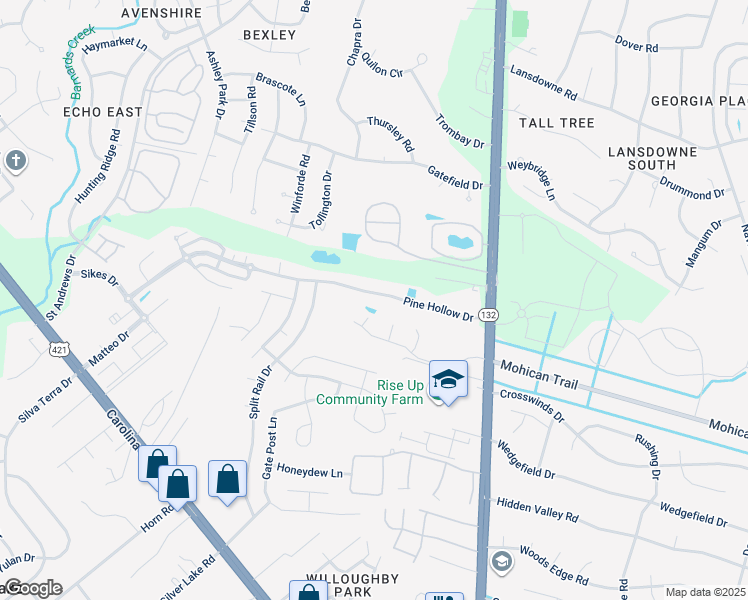 map of restaurants, bars, coffee shops, grocery stores, and more near 4525 Pine Hollow Road in Wilmington