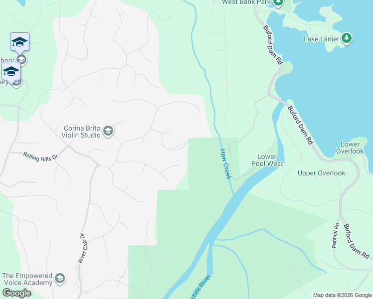 map of restaurants, bars, coffee shops, grocery stores, and more near 5010 Bowman Park Point in Cumming