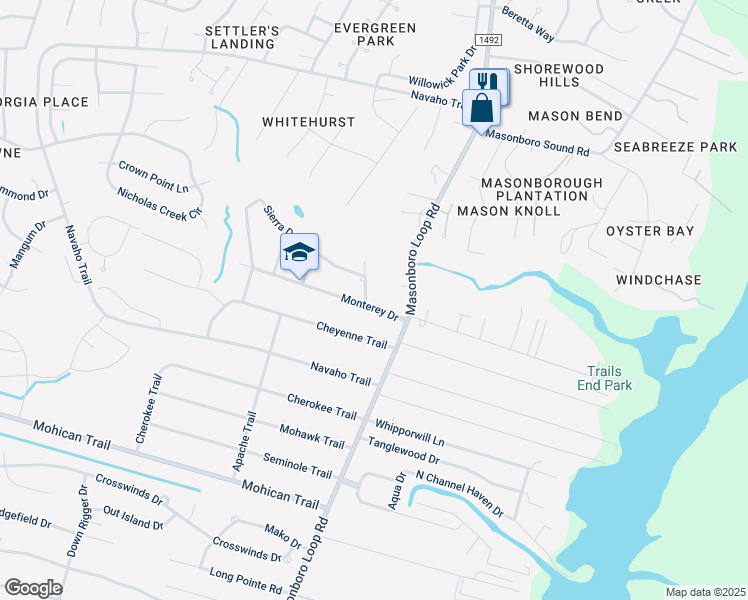 map of restaurants, bars, coffee shops, grocery stores, and more near 202 Granada Avenue in Wilmington