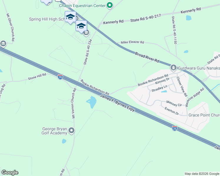 map of restaurants, bars, coffee shops, grocery stores, and more near 1160 Bookie Richardson Road in Chapin