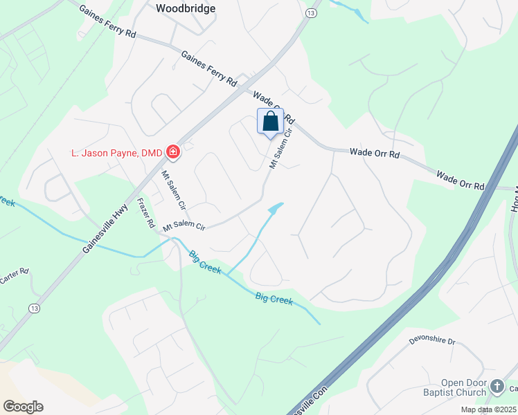 map of restaurants, bars, coffee shops, grocery stores, and more near 6220 Mount Salem Circle in Flowery Branch