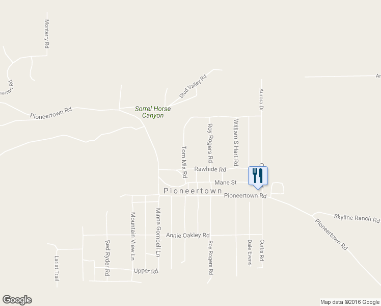 map of restaurants, bars, coffee shops, grocery stores, and more near 5175 Tom Mix Road in Pioneertown