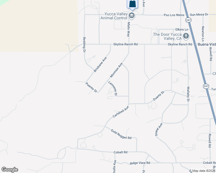 map of restaurants, bars, coffee shops, grocery stores, and more near 5200 Lemoore Street in Yucca Valley
