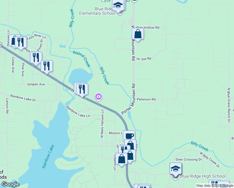 map of restaurants, bars, coffee shops, grocery stores, and more near 1830 Peterson Drive in Pinetop-Lakeside