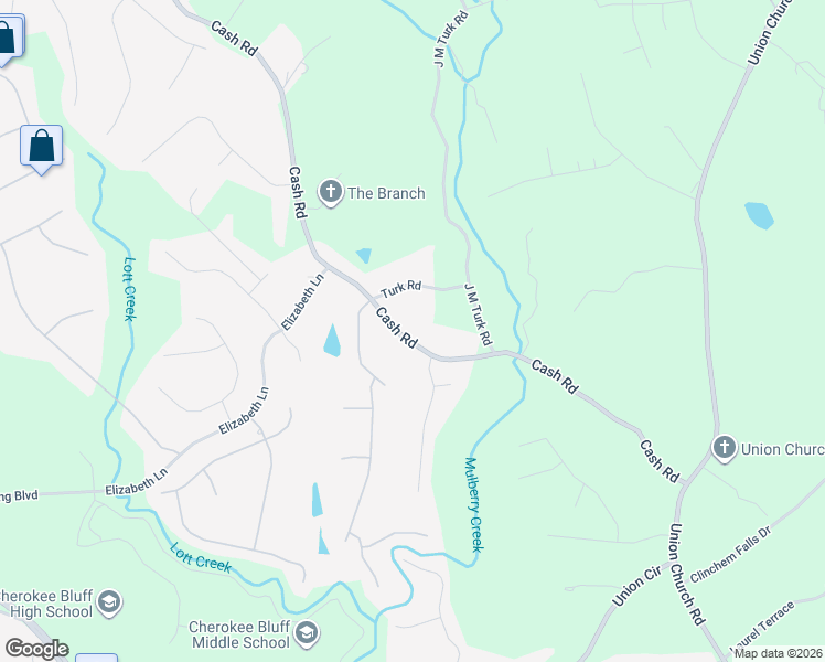 map of restaurants, bars, coffee shops, grocery stores, and more near 5181 Cash Road in Flowery Branch