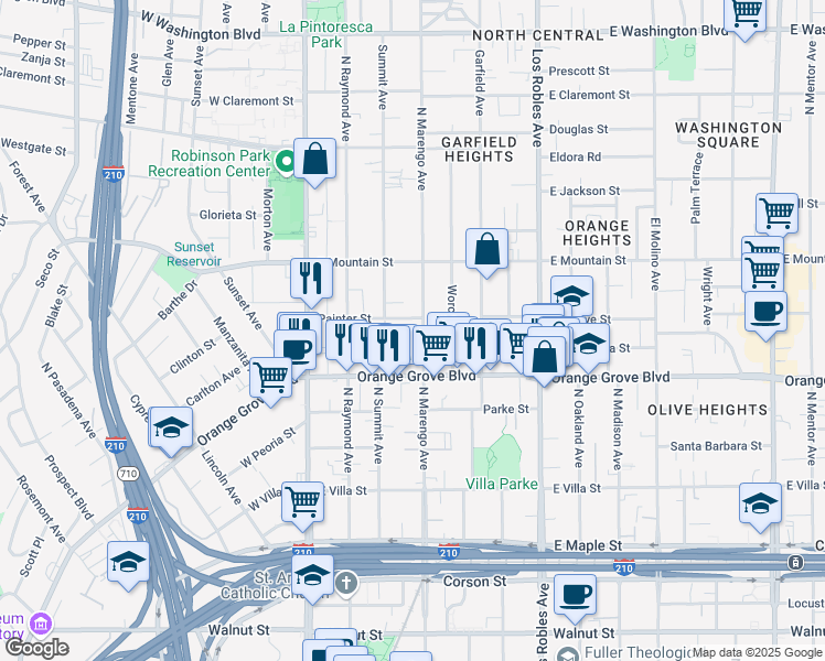 map of restaurants, bars, coffee shops, grocery stores, and more near 779 North Marengo Avenue in Pasadena