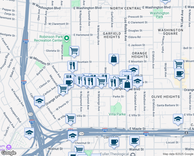 map of restaurants, bars, coffee shops, grocery stores, and more near 779 North Marengo Avenue in Pasadena