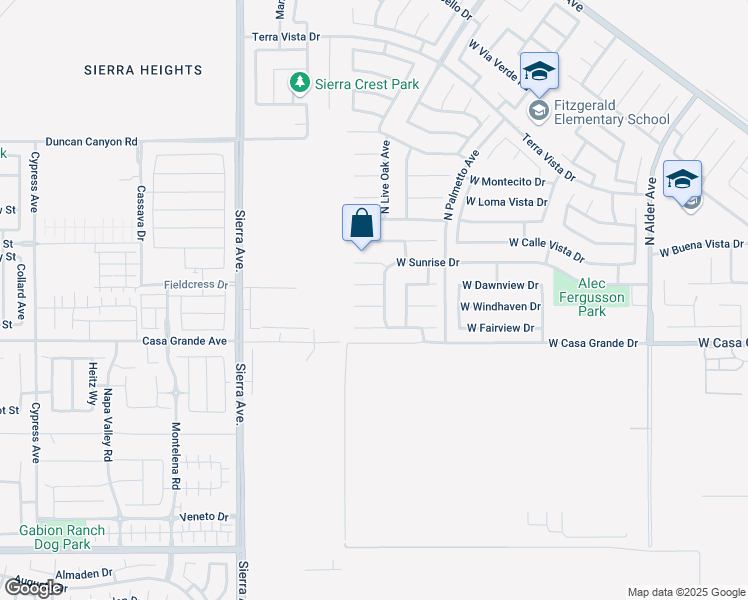 map of restaurants, bars, coffee shops, grocery stores, and more near 2838 West Windhaven Drive in Rialto