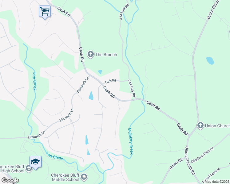 map of restaurants, bars, coffee shops, grocery stores, and more near 5181 Cash Road in Flowery Branch
