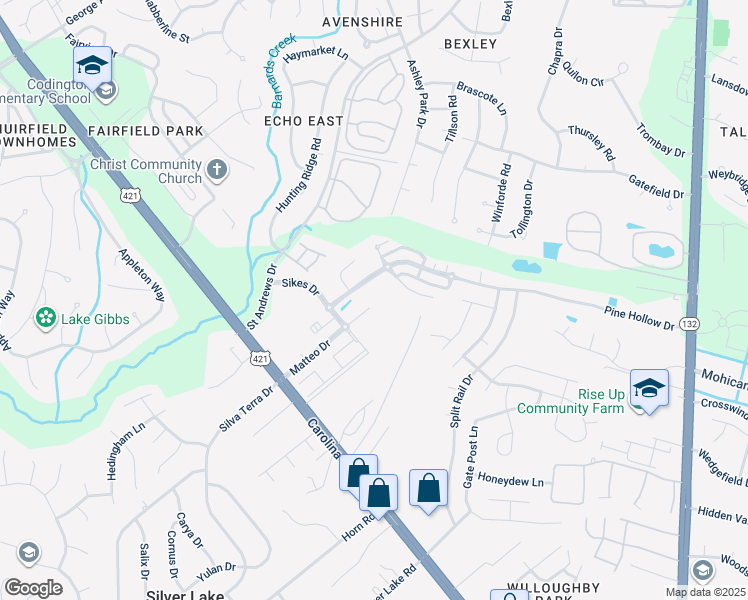 map of restaurants, bars, coffee shops, grocery stores, and more near 1227 Matteo Drive in Wilmington