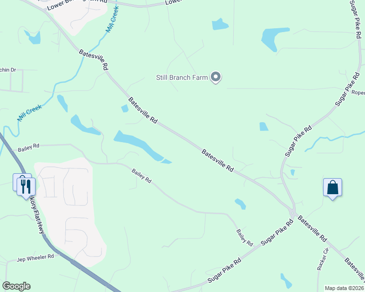 map of restaurants, bars, coffee shops, grocery stores, and more near 2438 Batesville Road in Canton