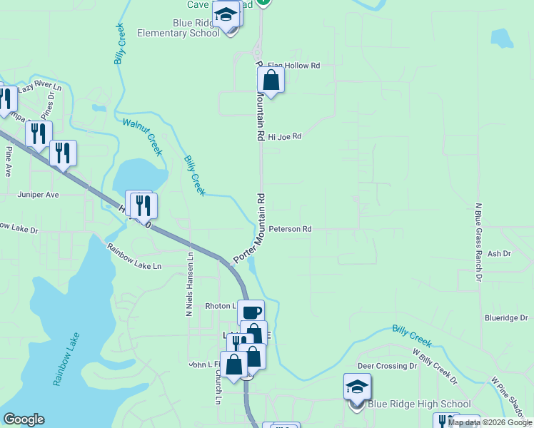 map of restaurants, bars, coffee shops, grocery stores, and more near 1587 Andelyn Lane in Navajo County