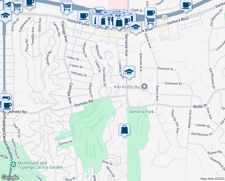 map of restaurants, bars, coffee shops, grocery stores, and more near 4915 Marmol Drive in Los Angeles
