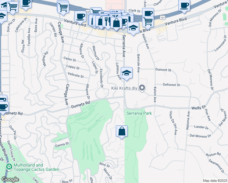 map of restaurants, bars, coffee shops, grocery stores, and more near 4915 Marmol Drive in Los Angeles