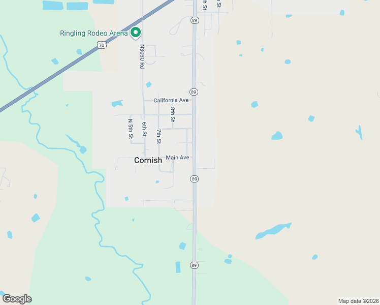 map of restaurants, bars, coffee shops, grocery stores, and more near 1511 Oklahoma 89 in Cornish