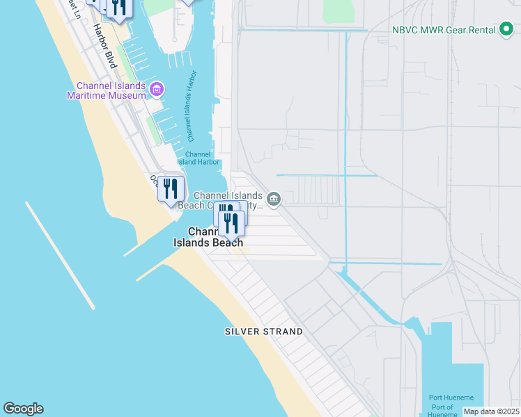 map of restaurants, bars, coffee shops, grocery stores, and more near 332 Hollywood Boulevard in Oxnard