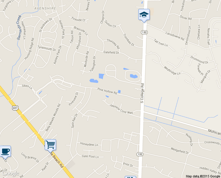 map of restaurants, bars, coffee shops, grocery stores, and more near 4525 Pine Hollow Rd in Wilmington