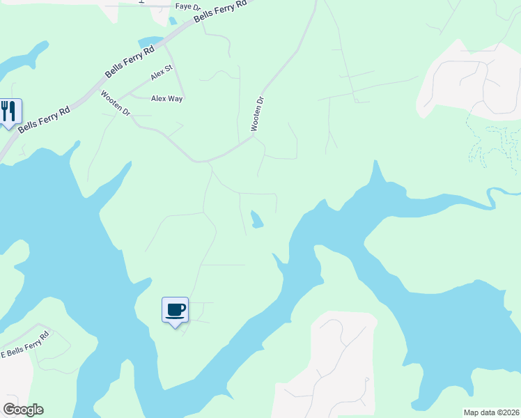 map of restaurants, bars, coffee shops, grocery stores, and more near 155 Cherokee Point Dr in Canton