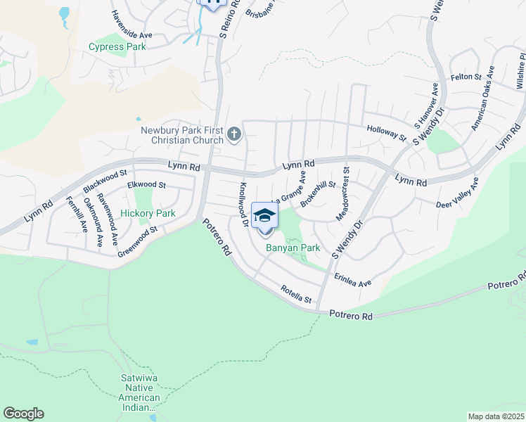 map of restaurants, bars, coffee shops, grocery stores, and more near 1070 La Grange Avenue in Thousand Oaks