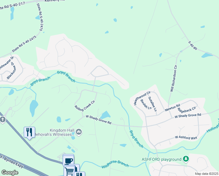 map of restaurants, bars, coffee shops, grocery stores, and more near 4 Willow Creek Court in Irmo