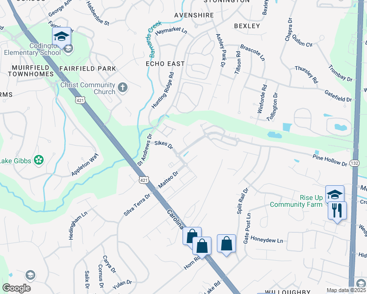 map of restaurants, bars, coffee shops, grocery stores, and more near Atwater Court in Wilmington