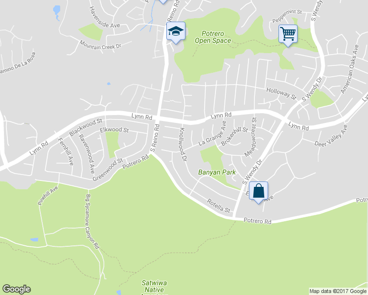 map of restaurants, bars, coffee shops, grocery stores, and more near 1024 Knollwood Drive in Thousand Oaks