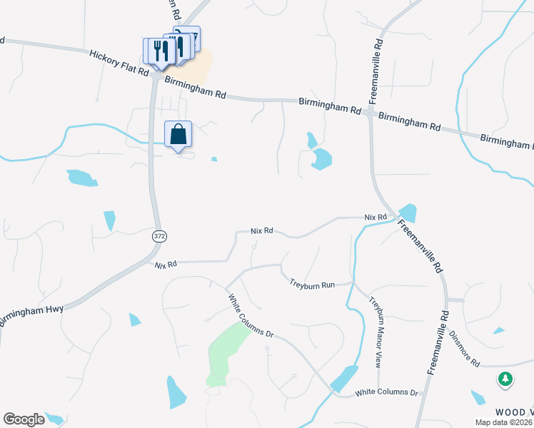 map of restaurants, bars, coffee shops, grocery stores, and more near 1160 Nix Road in Alpharetta