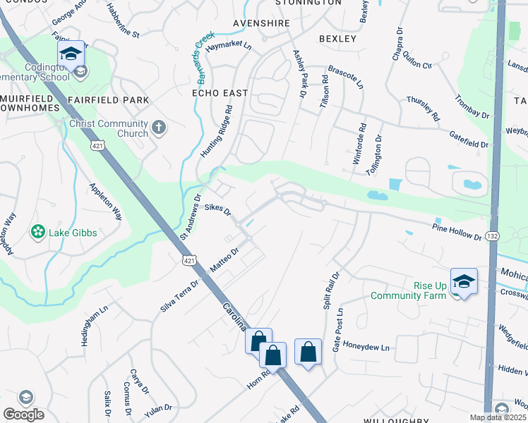 map of restaurants, bars, coffee shops, grocery stores, and more near 4144 Pine Hollow Drive in Wilmington