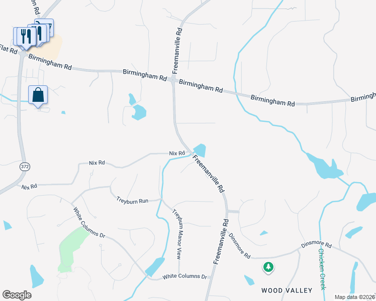map of restaurants, bars, coffee shops, grocery stores, and more near 1554 Nix Road in Milton